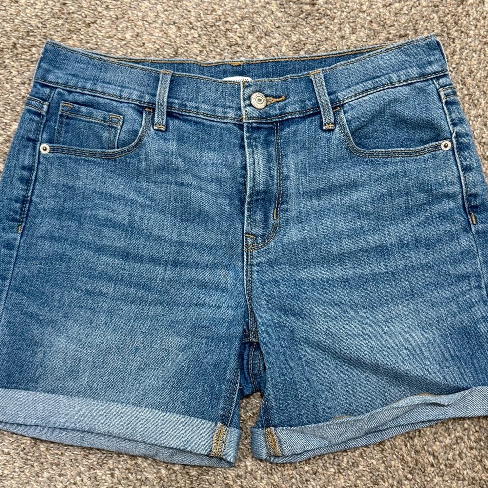 Old Navy Mid-Wash Blue Denim Cuffed Shorts